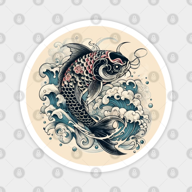 Karasu Black Koi Fish Magnet by TomFrontierArt